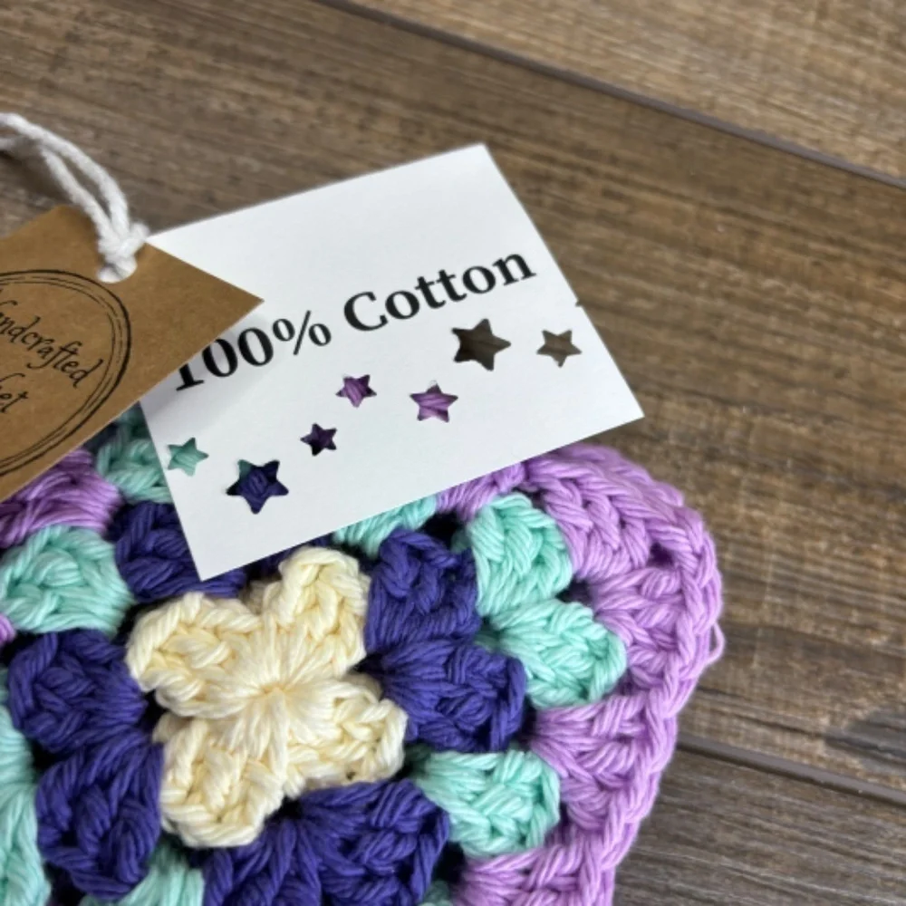 Granny Square Cup Mug Coasters Set of 4‎ Handcrafted Crochet Cotton